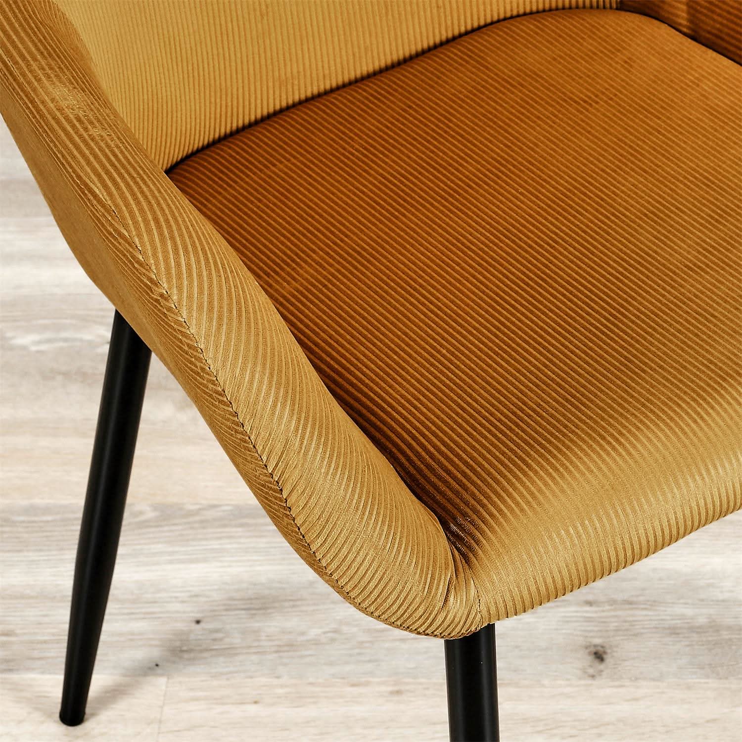 FAUTEUIL GIULIA JAUNE MOUTARDE VELOURS COTELE - Lot de 2 - Image 7