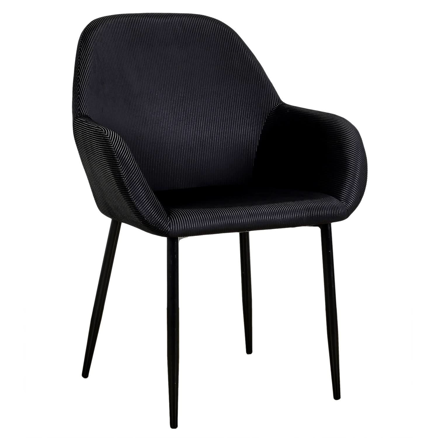 FAUTEUIL GIULIA NOIR VELOURS COTELE - Lot de 2 - Image 3