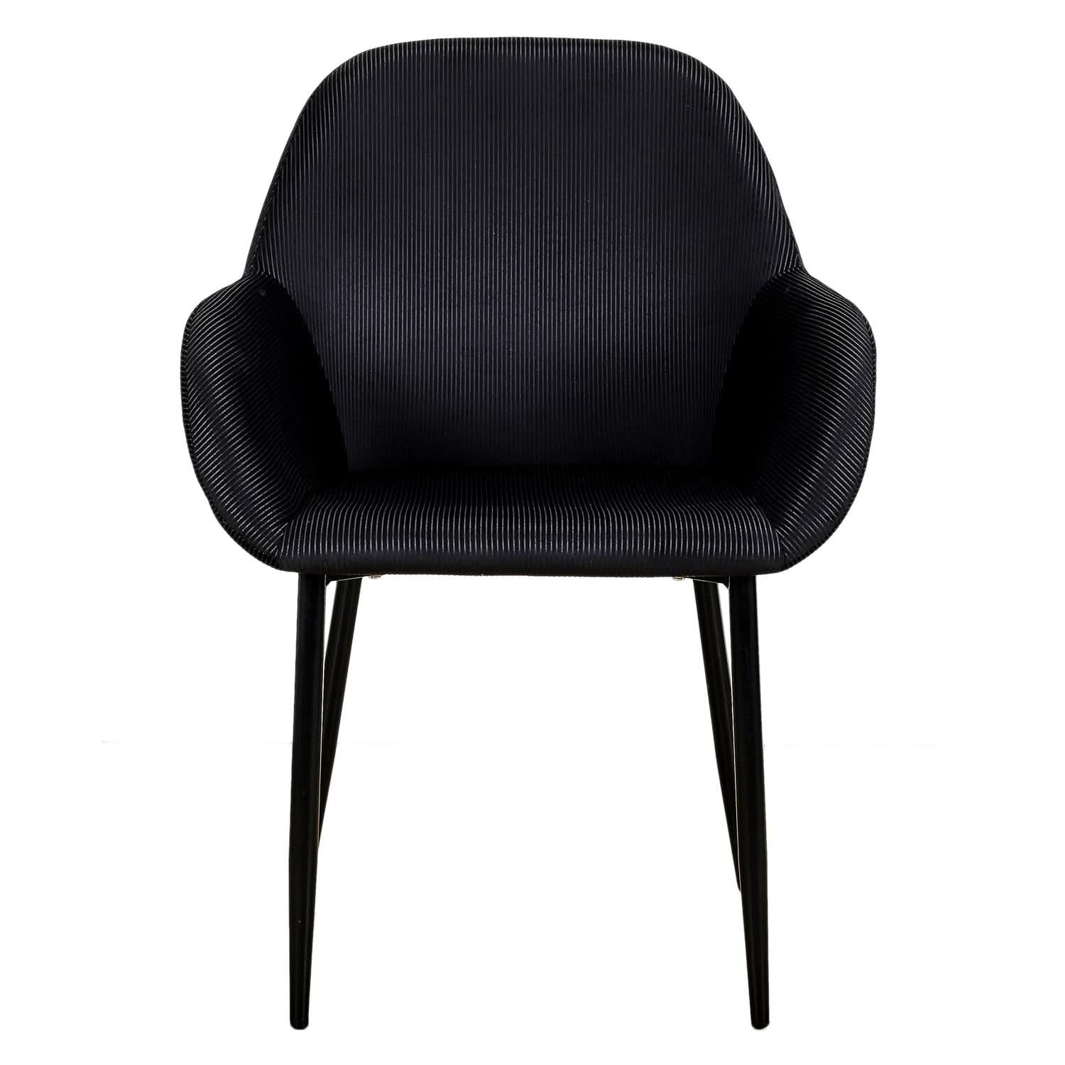 FAUTEUIL GIULIA NOIR VELOURS COTELE - Lot de 2 - Image 4