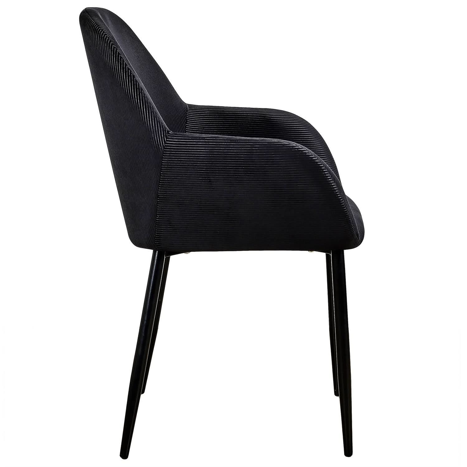 FAUTEUIL GIULIA NOIR VELOURS COTELE - Lot de 2 - Image 5