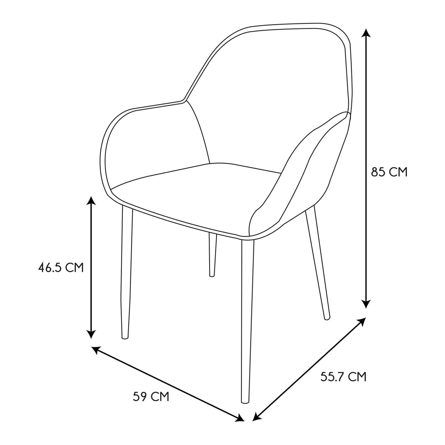 FAUTEUIL GIULIA NOIR VELOURS COTELE - Lot de 2 - Image 8