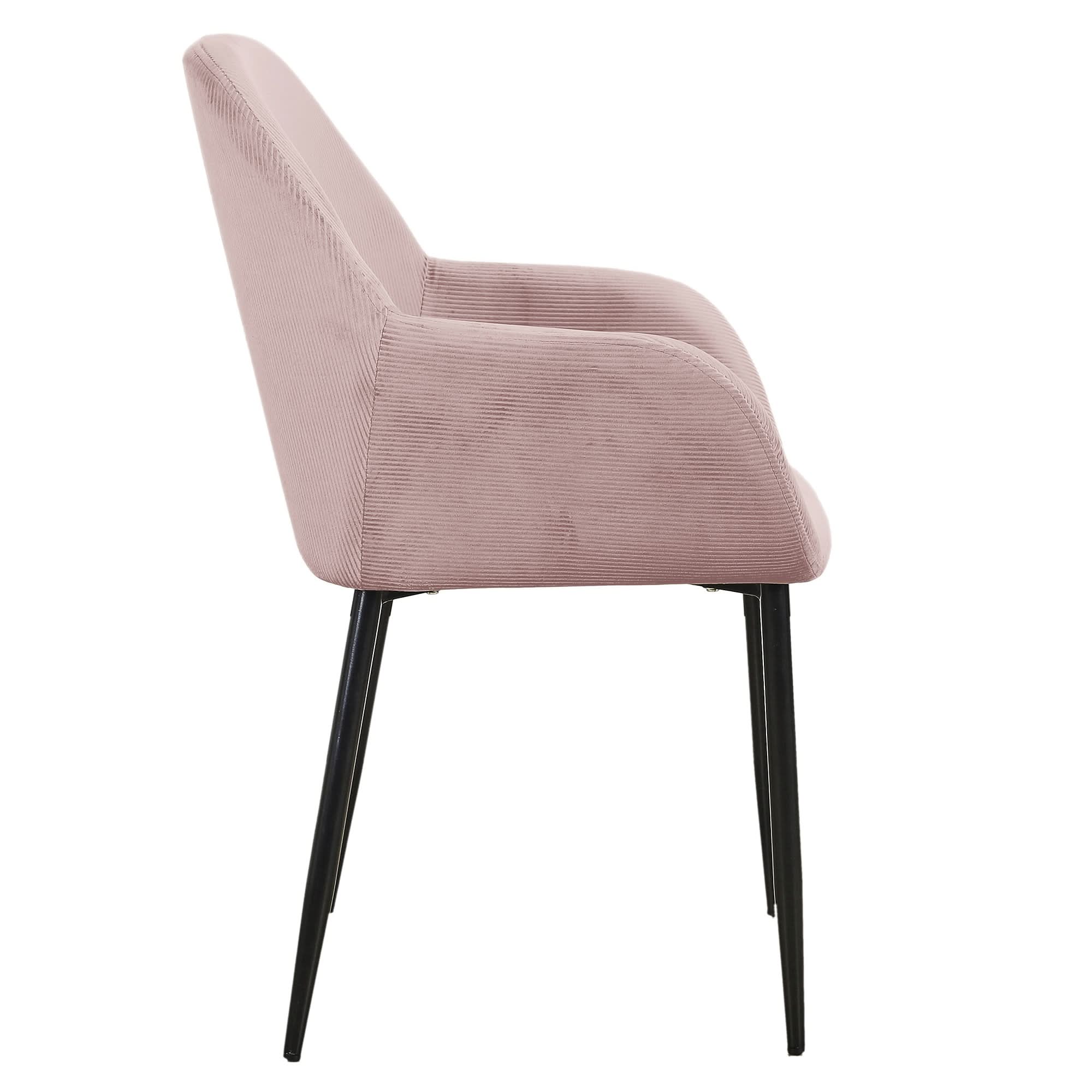 FAUTEUIL GIULIA ROSE VELOURS COTELE - Lot de 2 - Image 5