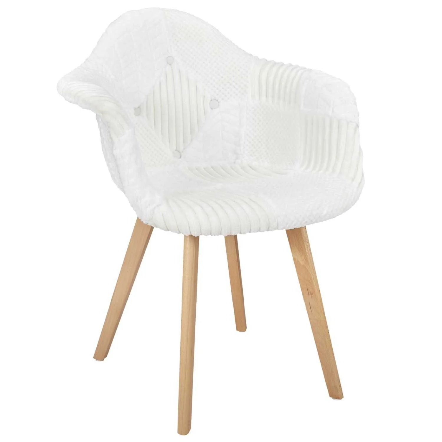 FAUTEUIL SCANDINAVE PATCHWORK BLANC - Image 3