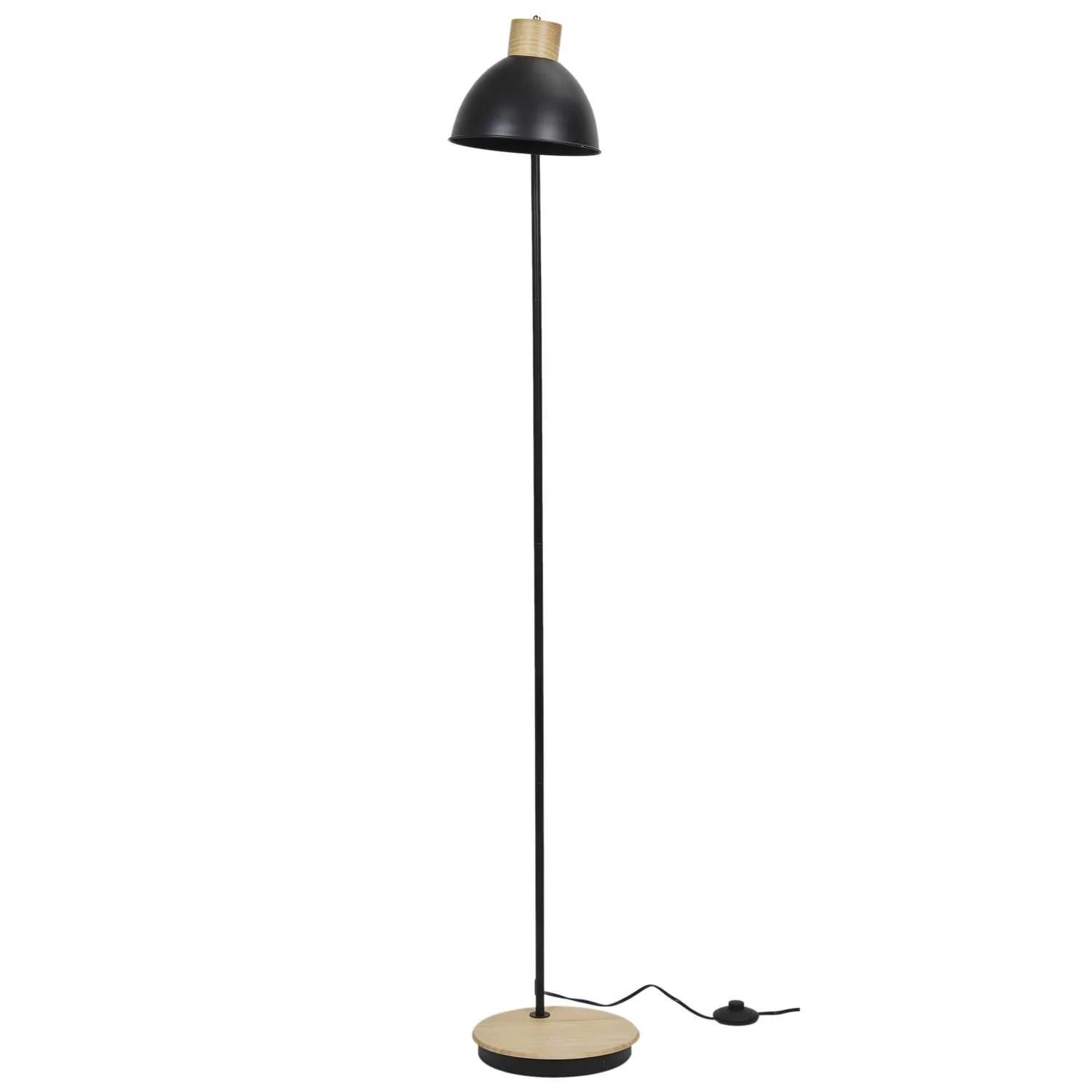 LAMPADAIRE METAL NOIRE BOIS - Image 3