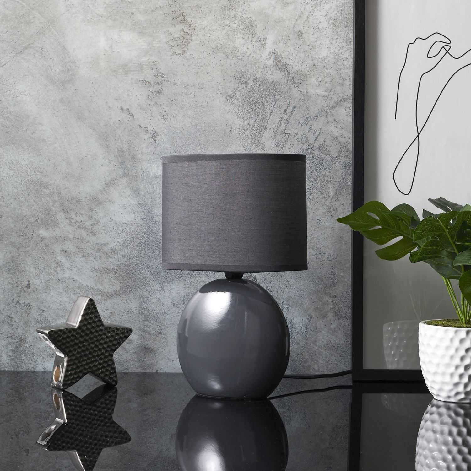 LAMPE CERAMIQUE OVALE GRIS ANTRACITE H30CM - Image 2