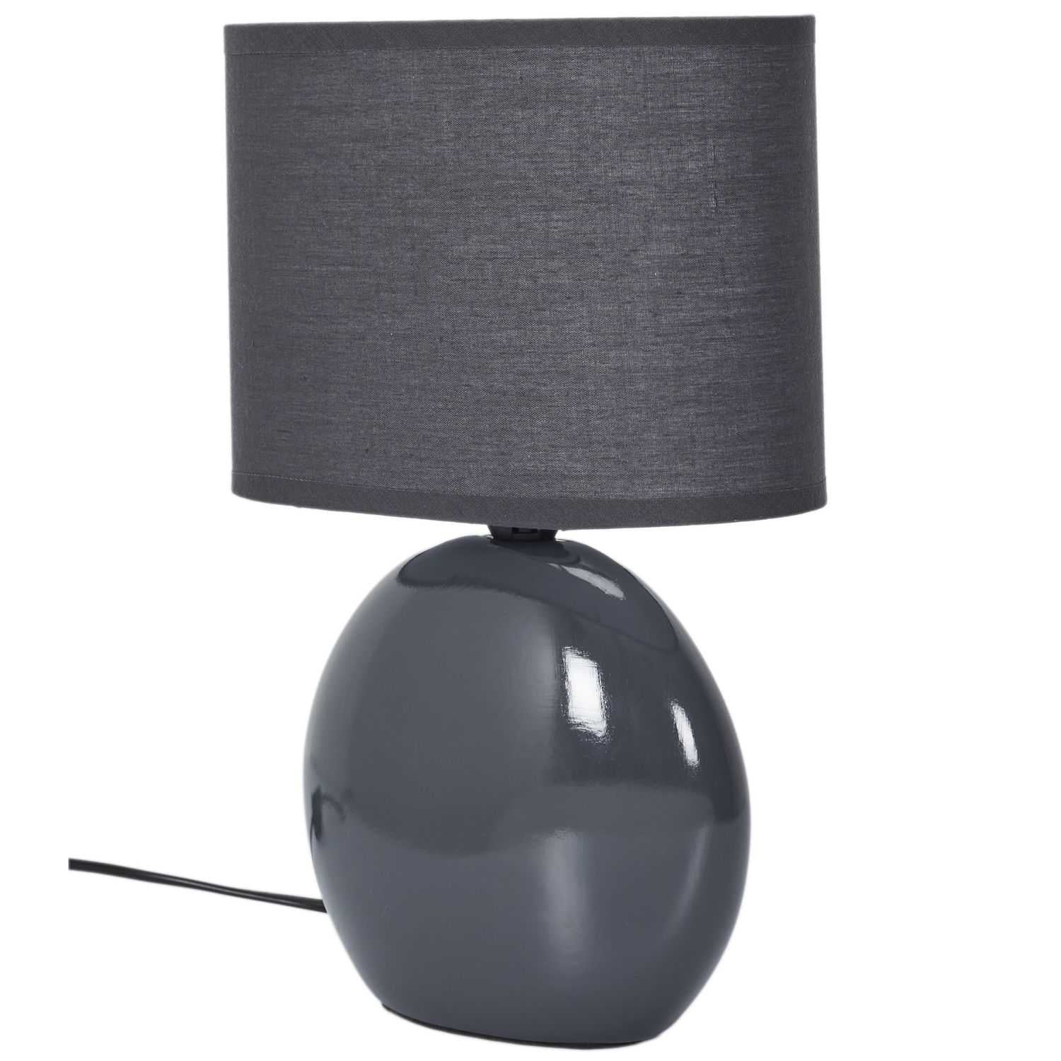 LAMPE CERAMIQUE OVALE GRIS ANTRACITE H30CM - Image 3