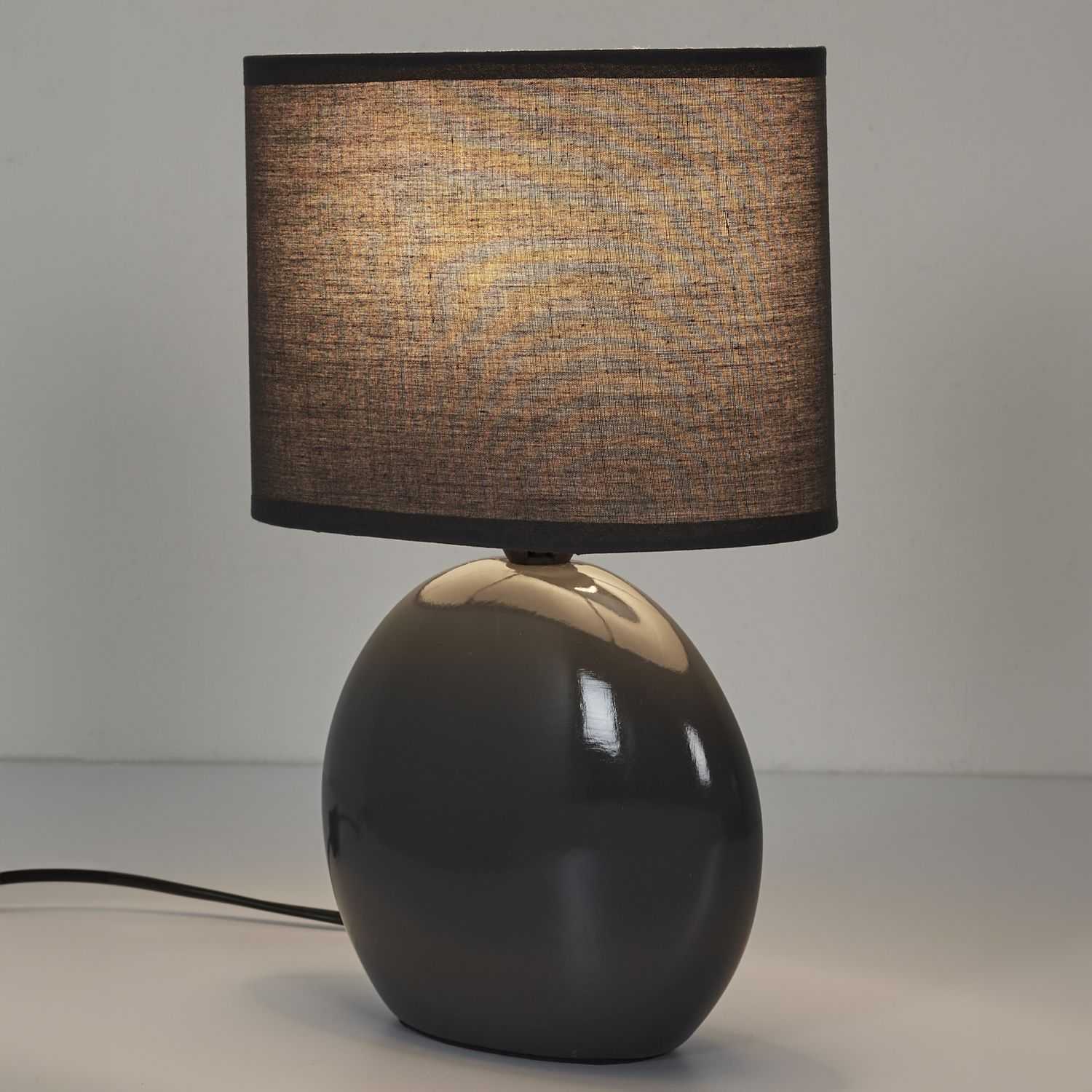 LAMPE CERAMIQUE OVALE GRIS ANTRACITE H30CM - Image 5