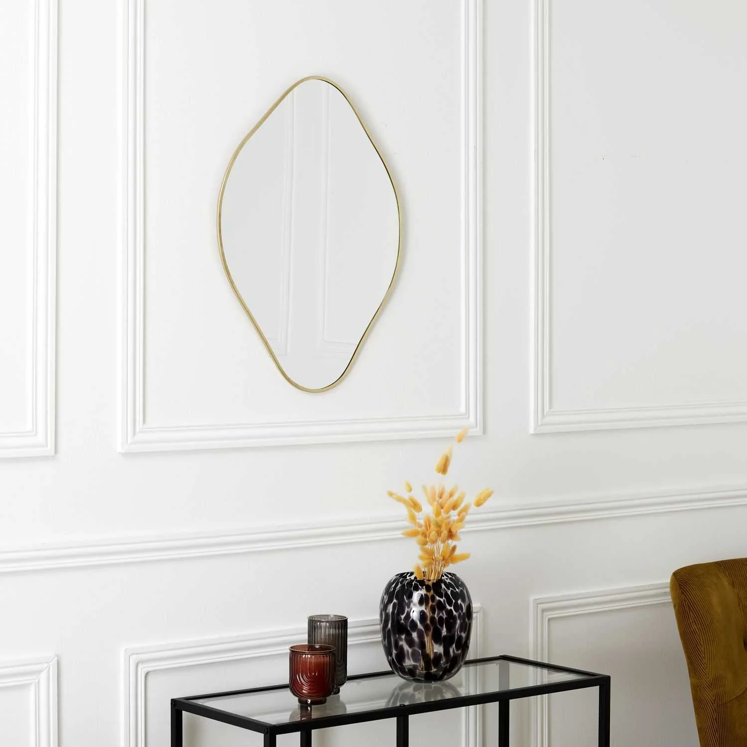 MIROIR DECO CONTOUR DORE LOSANGE H60CM COME - Image 2