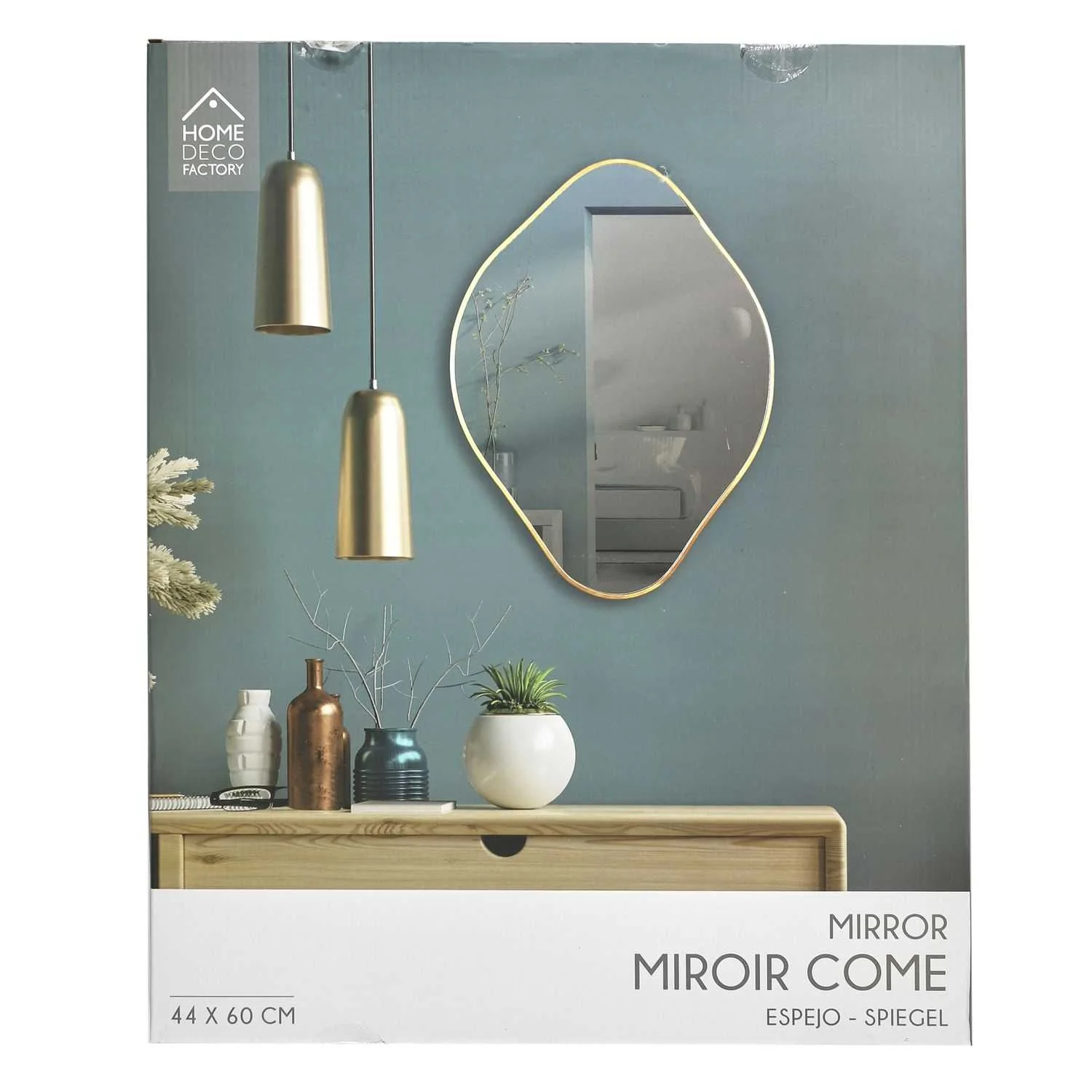 MIROIR DECO CONTOUR DORE LOSANGE H60CM COME - Image 3