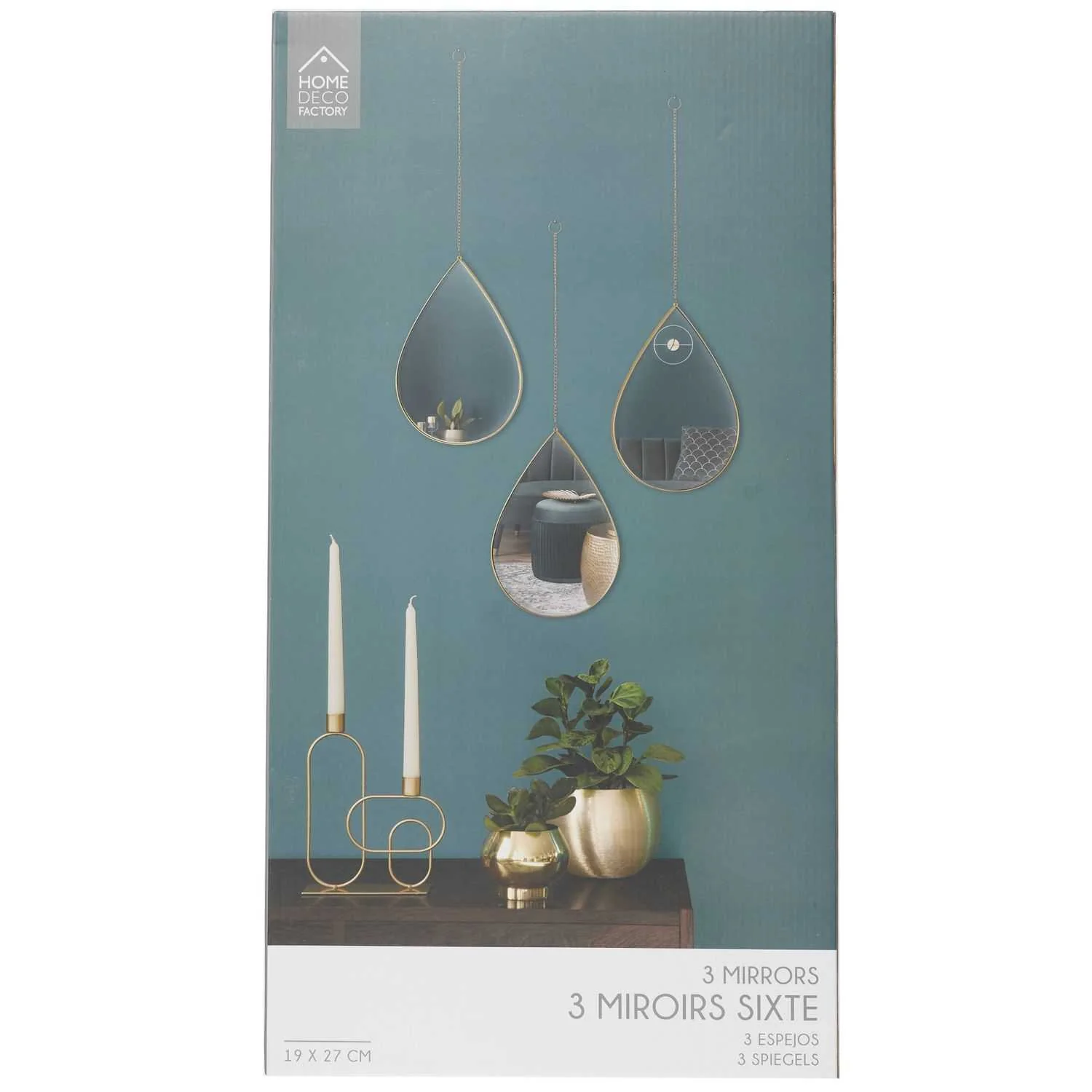MIROIR DECO GOUTTE SUSPENDU DORE SIXTE -  LOT DE 3 - Image 4