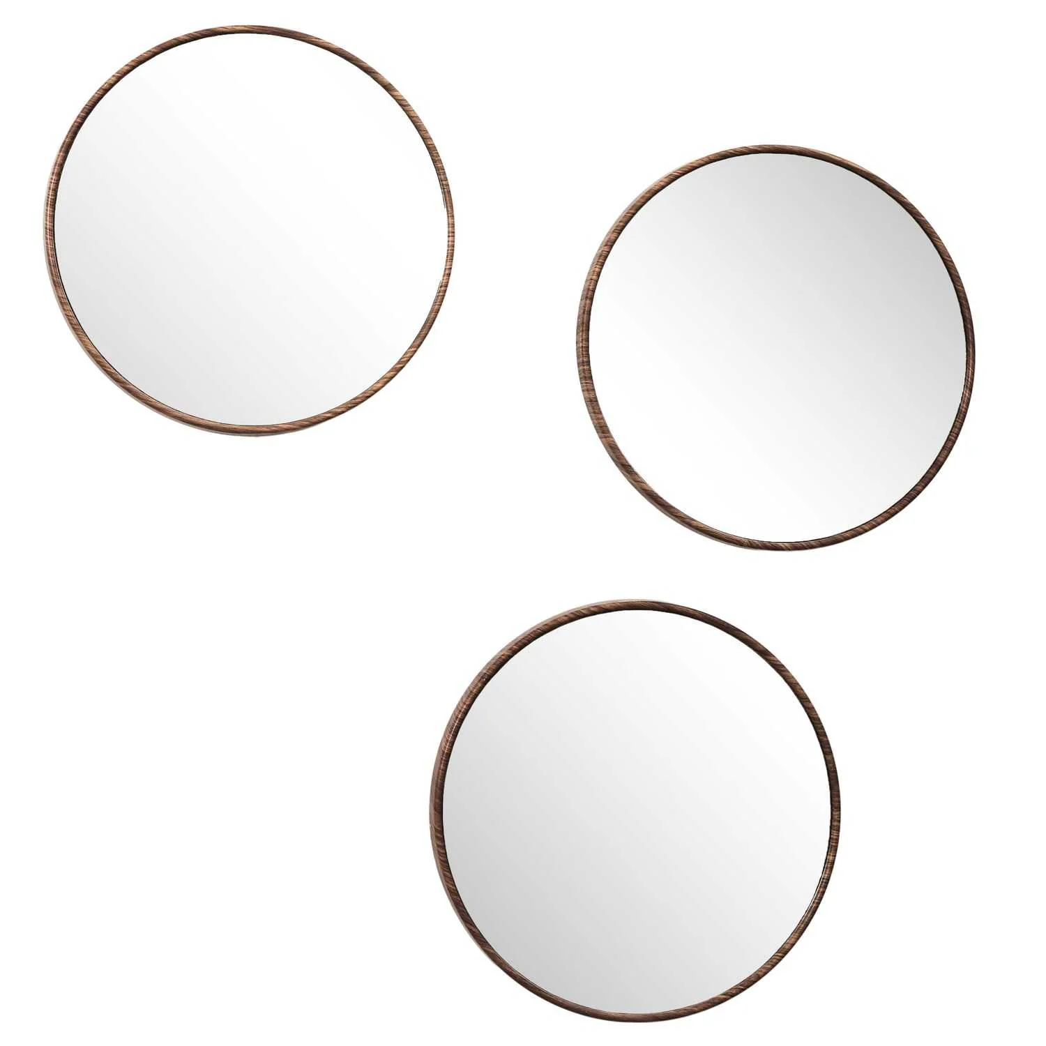 MIROIR TORONTO IMITATION BOIS D26CM -  LOT DE 3 - Image 2