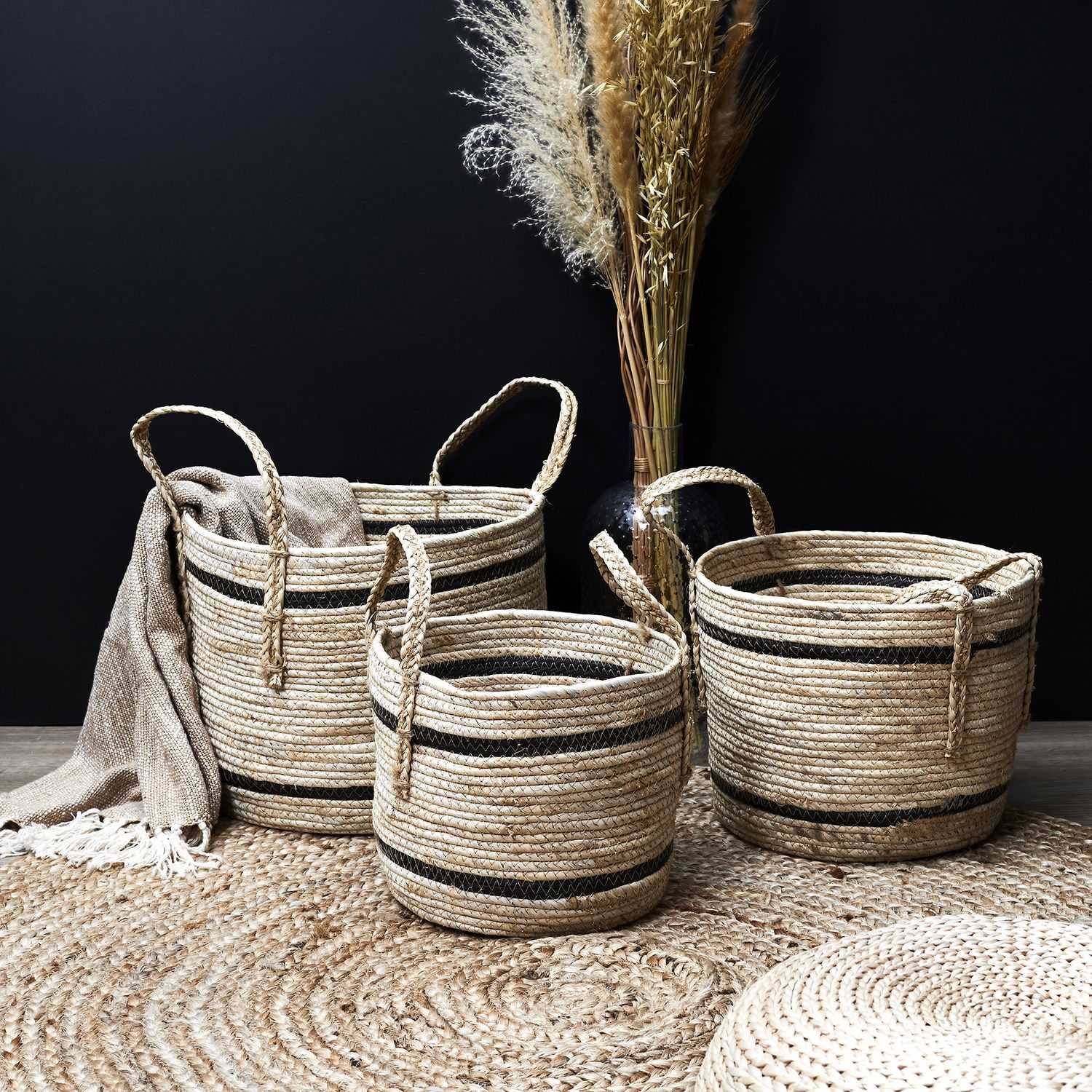 PANIER BICOLORE FIBRE DE MAIS -  LOT DE 3 - Image 2