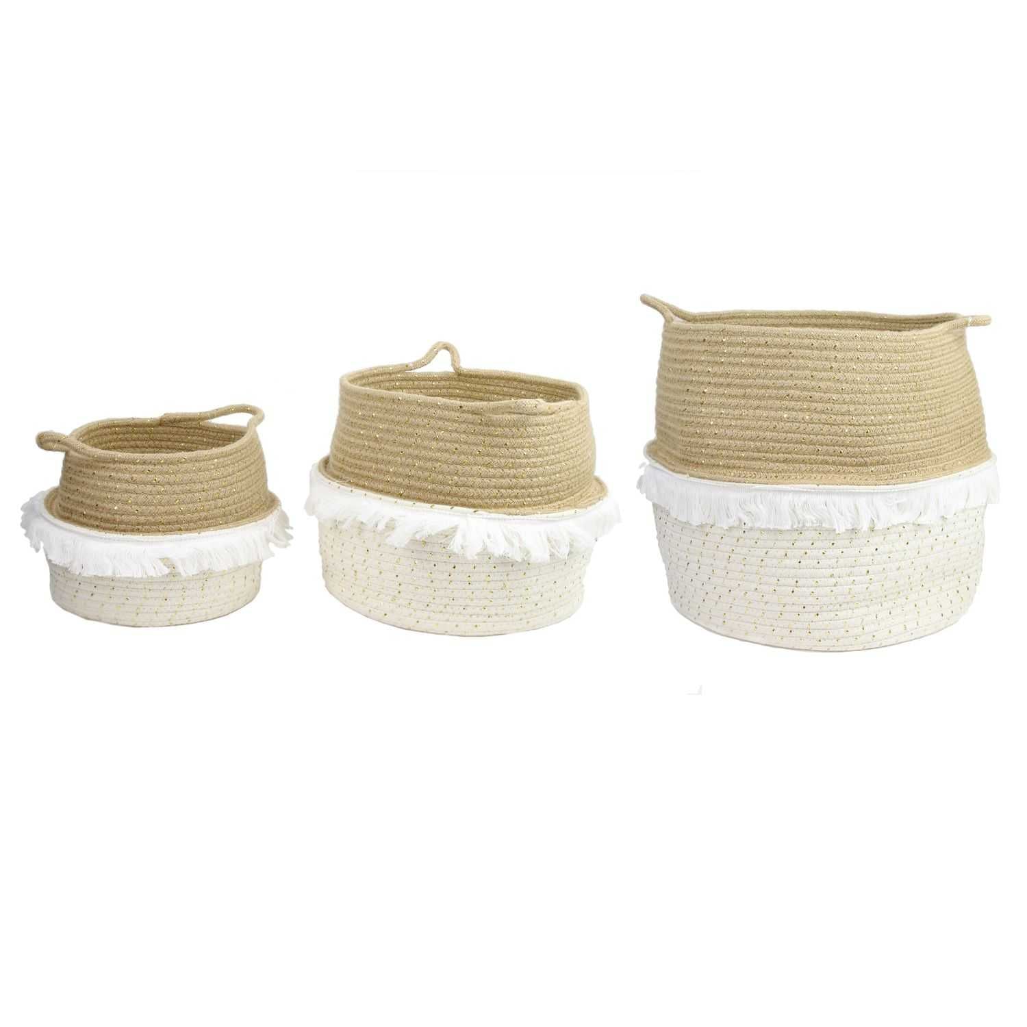 PANIER RANGEMENT A FRANGE ET FIBRE DORE -  LOT DE 3 - Image 2