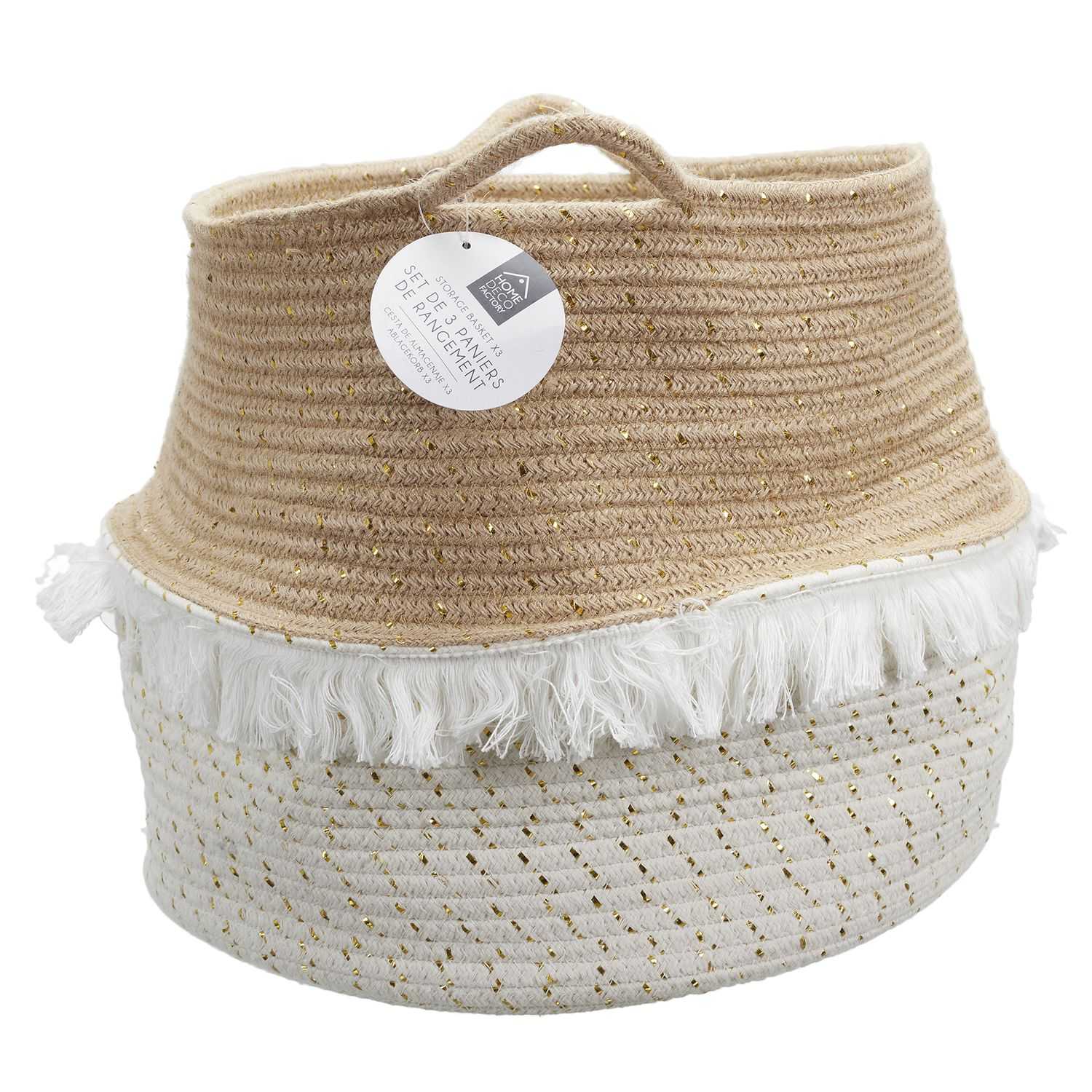 PANIER RANGEMENT A FRANGE ET FIBRE DORE -  LOT DE 3 - Image 3