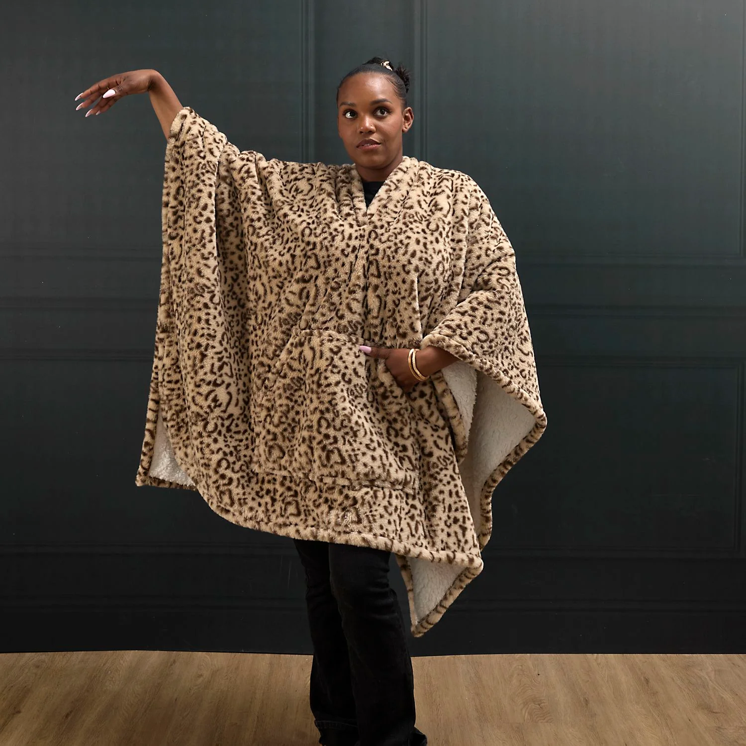 PLAID PONCHO LEOPARD KEILA - Image 5