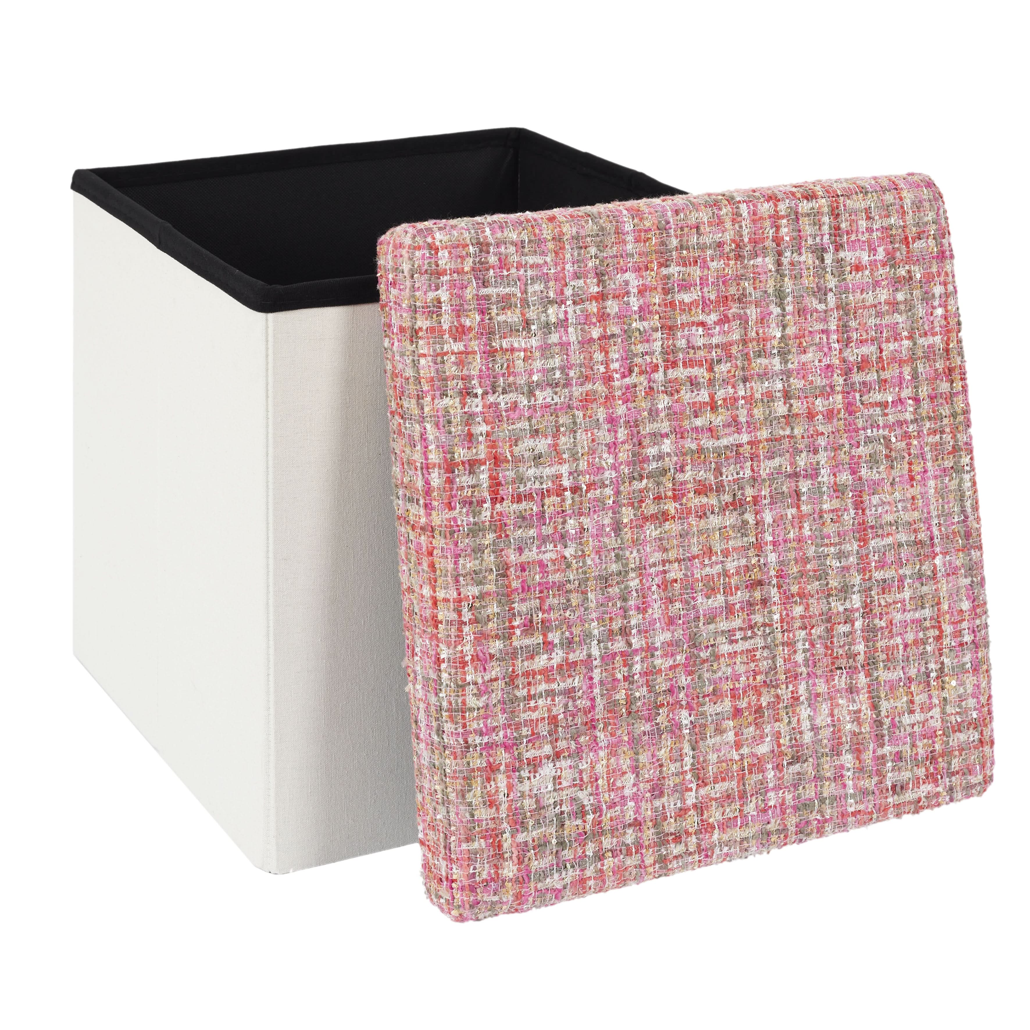POUF PLIABLE TWEED ROSE - Image 3