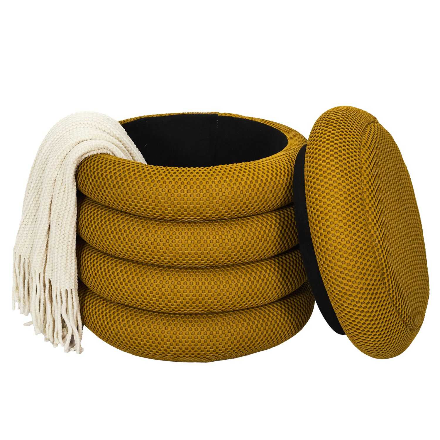 POUF RANGEMENT ATOME JAUNE - Image 3