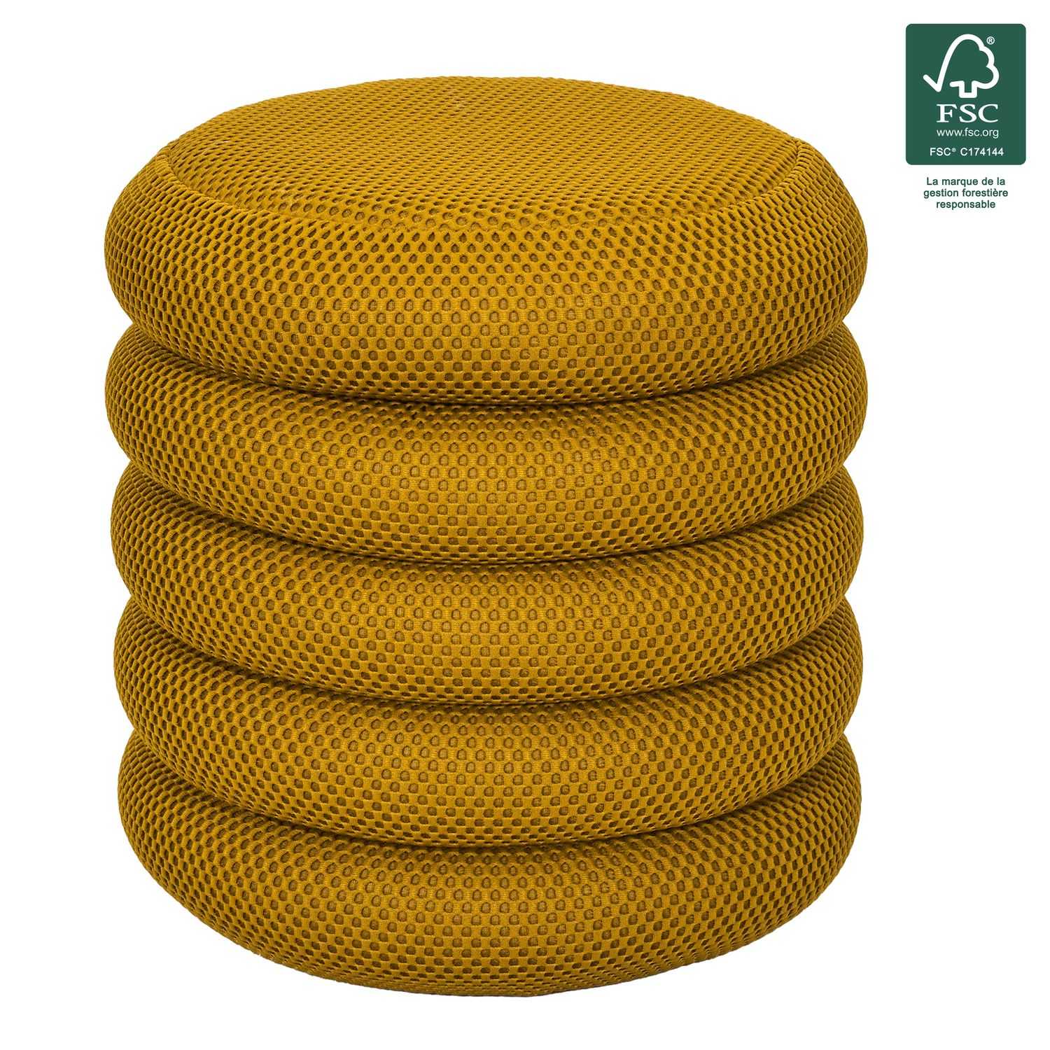 POUF RANGEMENT ATOME JAUNE - Image 4