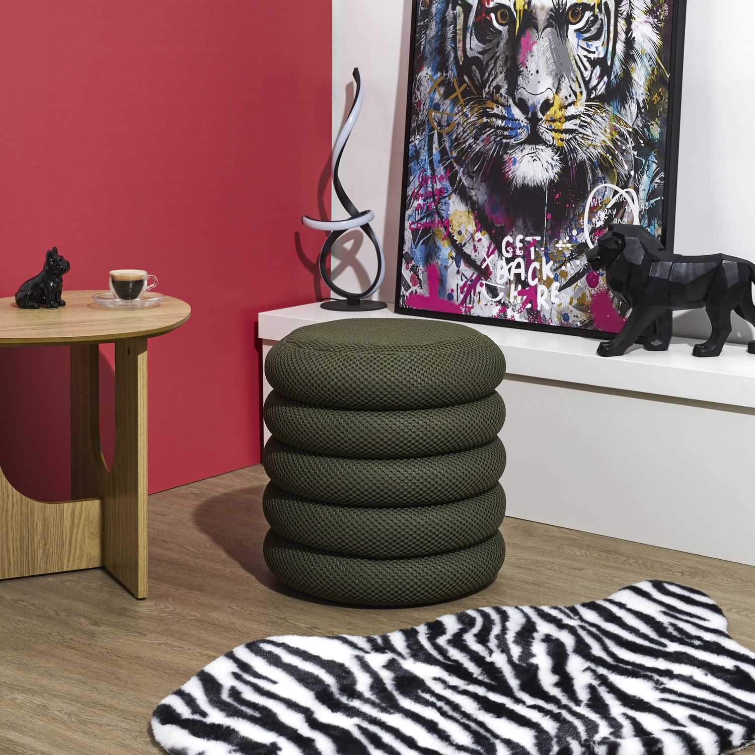 POUF RANGEMENT ATOME KAKI - Image 2