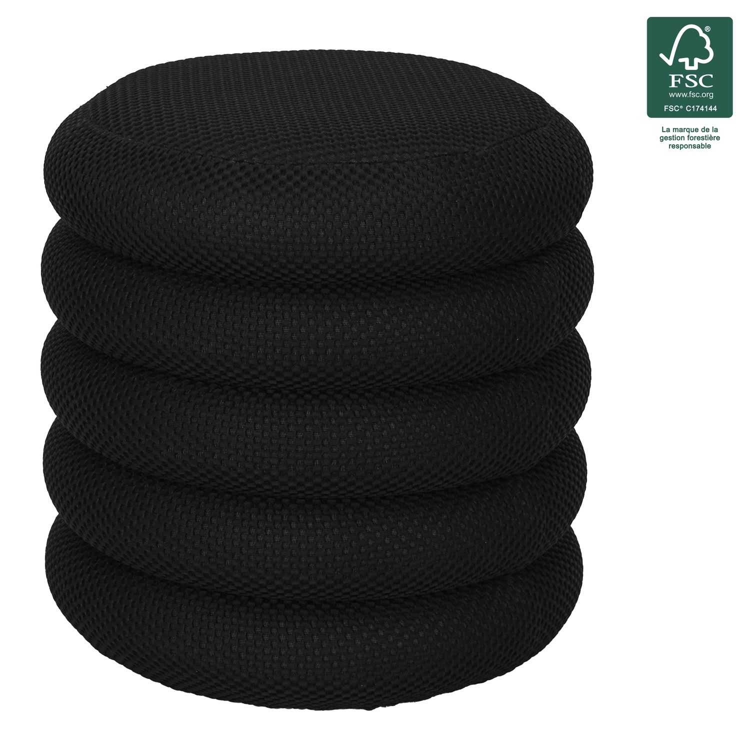 POUF RANGEMENT ATOME NOIR - Image 3