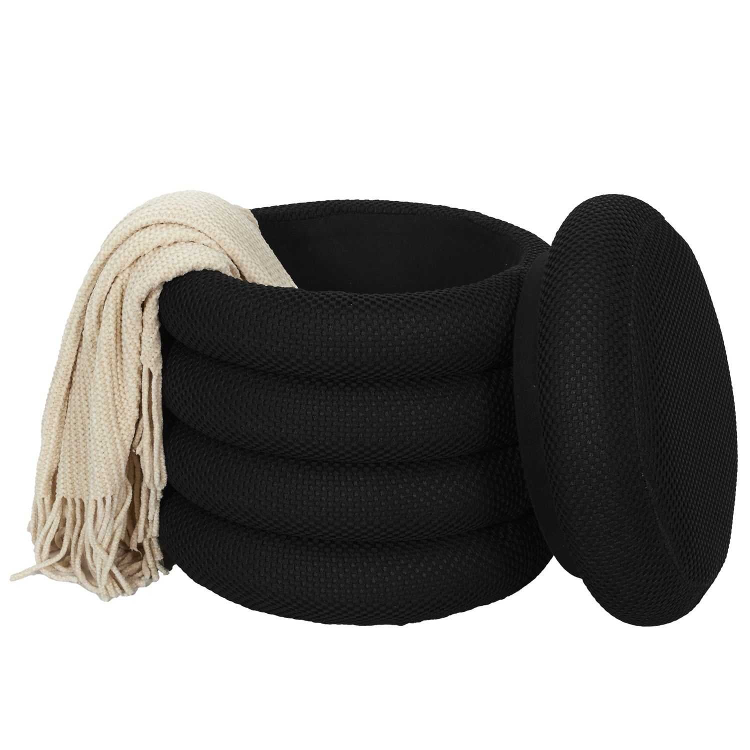 POUF RANGEMENT ATOME NOIR - Image 5