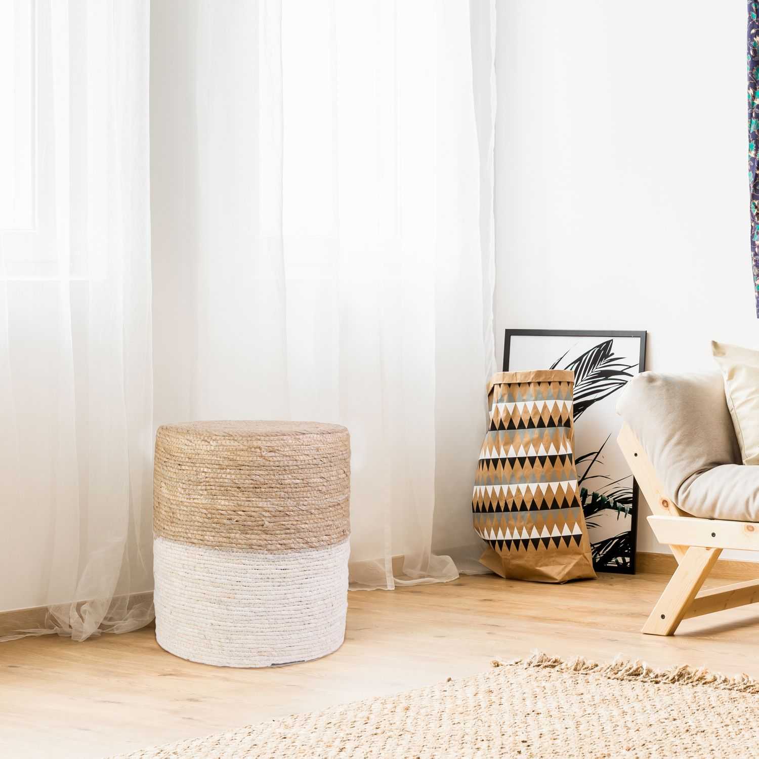 POUF TRESSE BEIGE - Image 2
