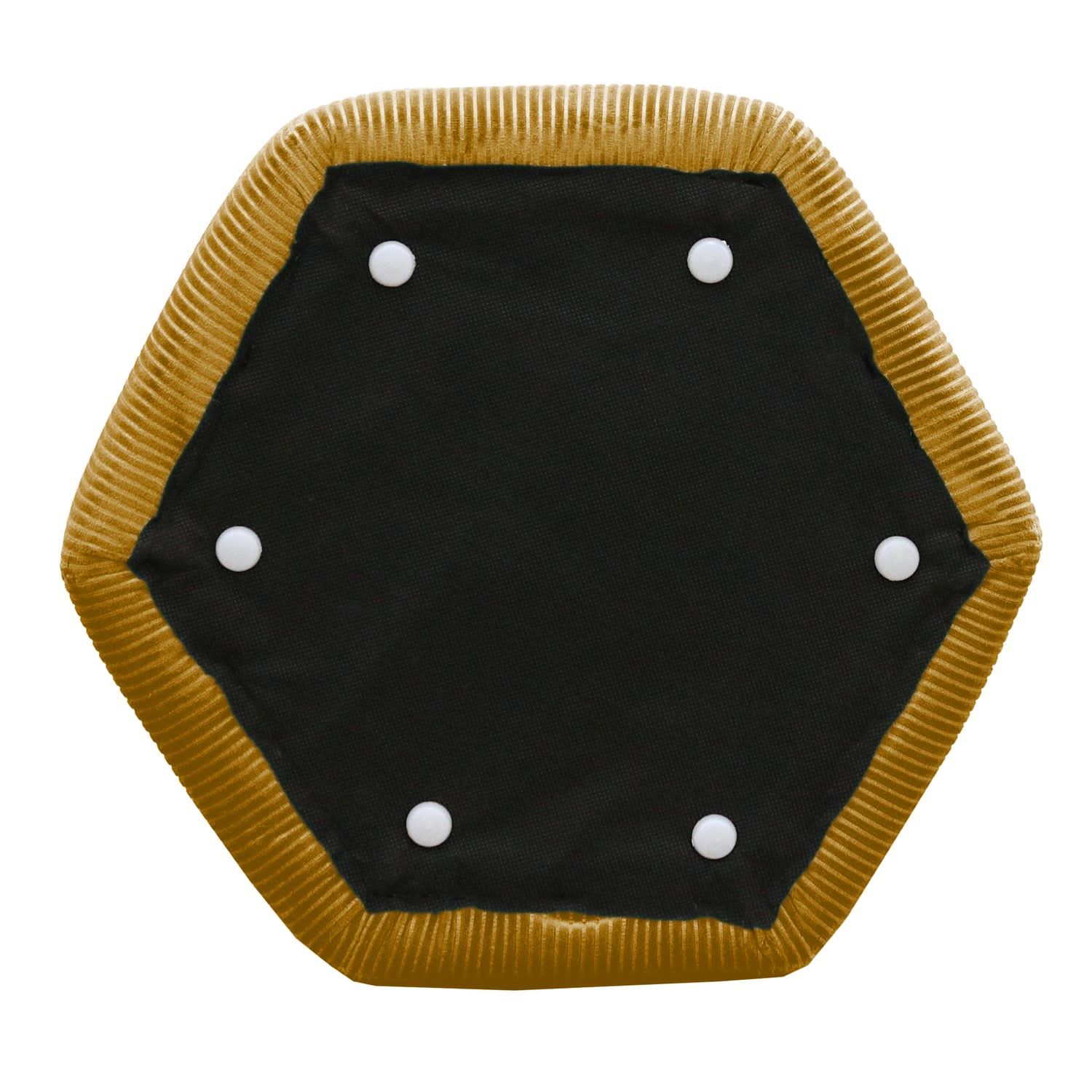 POUF VELOURS COTELE 35CM GIULIA JAUNE MOUTARDE - Image 5