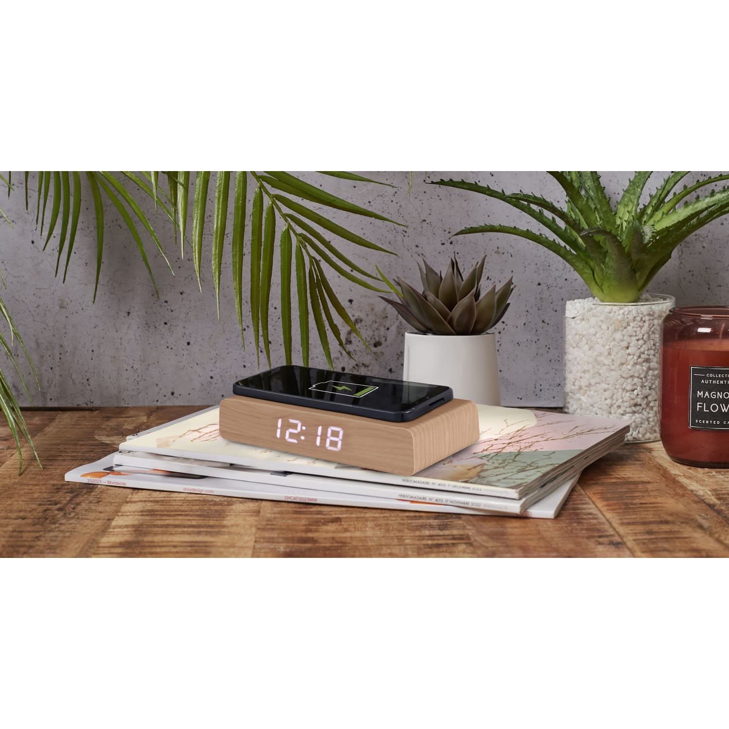 REVEIL CHARGEUR BOIS NATUREL - Image 2