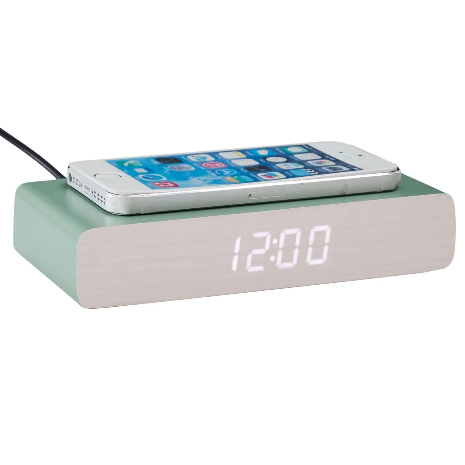RÉVEIL CHARGEUR BOIS VERT SAUGE - Image 4