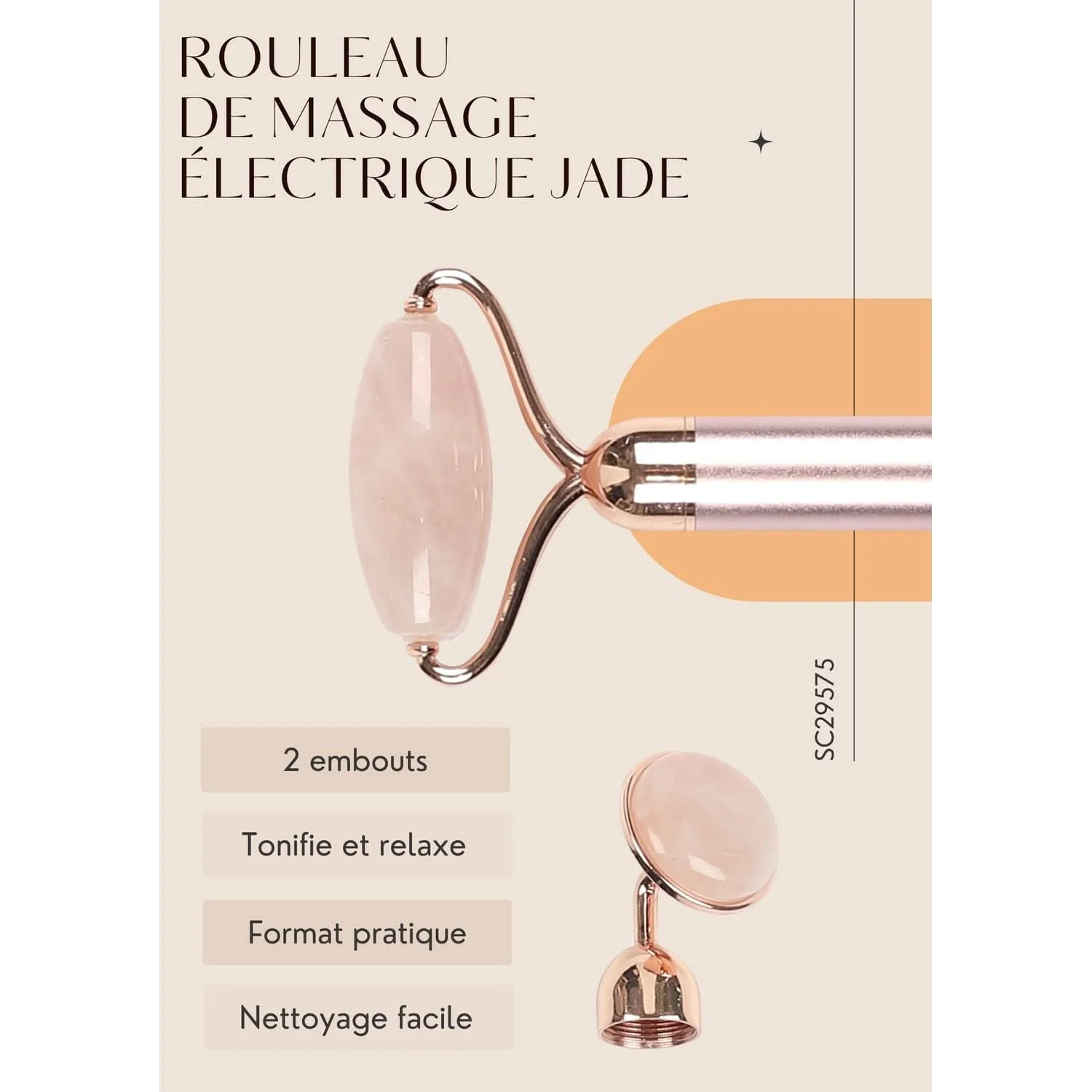 ROULEAU DE MASSAGE JADE ELECTRIQUE ROSE - Image 6