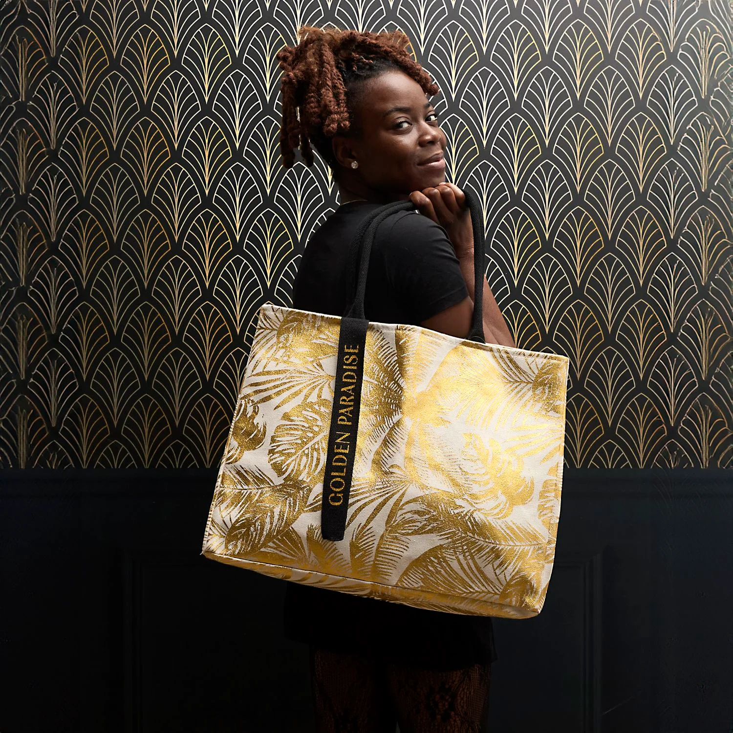 SAC CABAS PALMIER DORE - Image 3