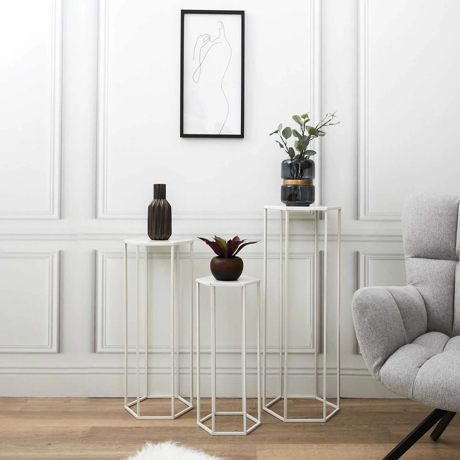 SELLETTE GIGOGNE METAL BLANC -  LOT DE 3 - Image 2