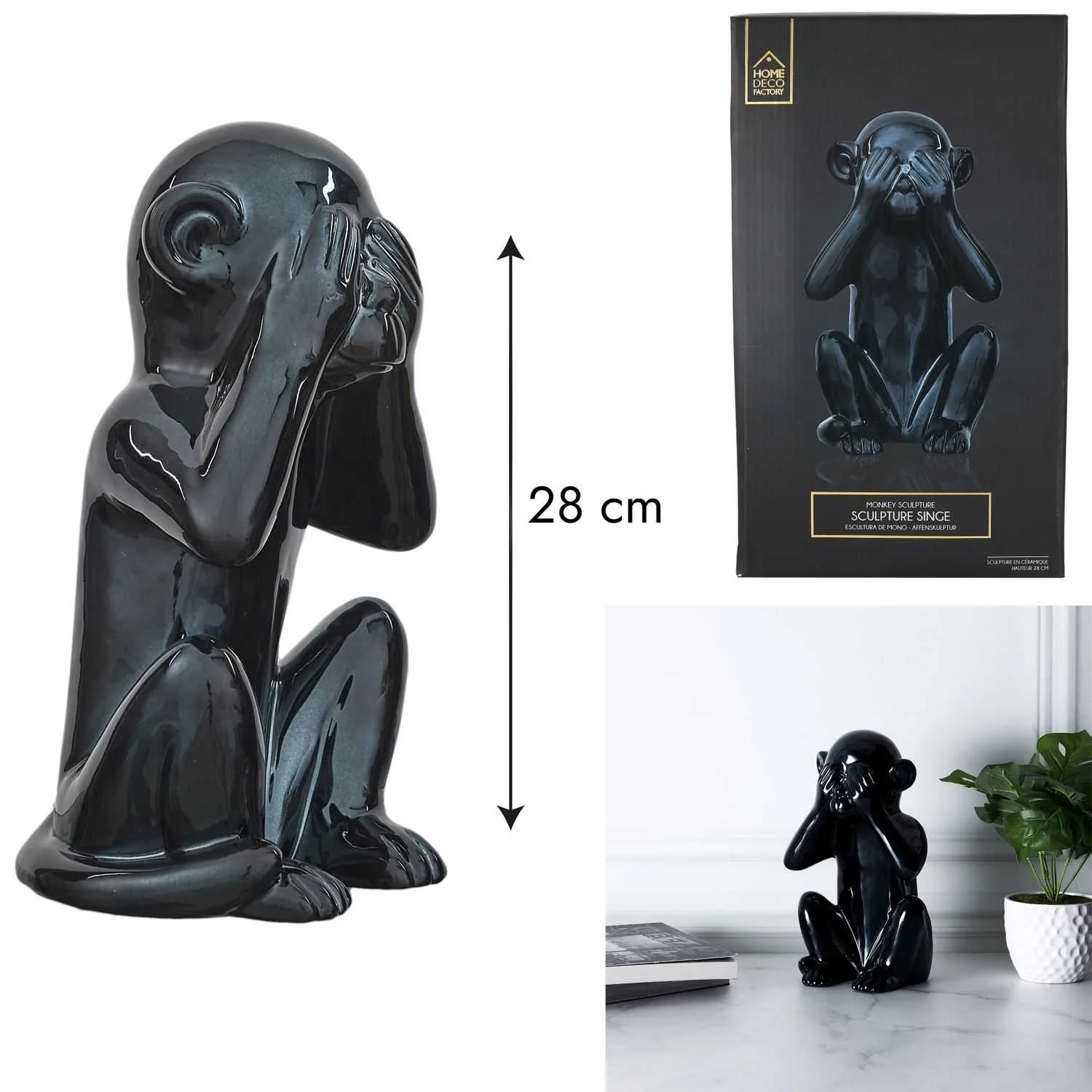 STATUE SINGE NOIR H28CM - Image 6