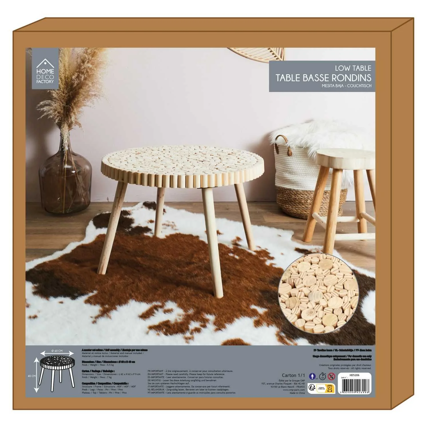 TABLE BASSE RONDIN D60CM - Image 4