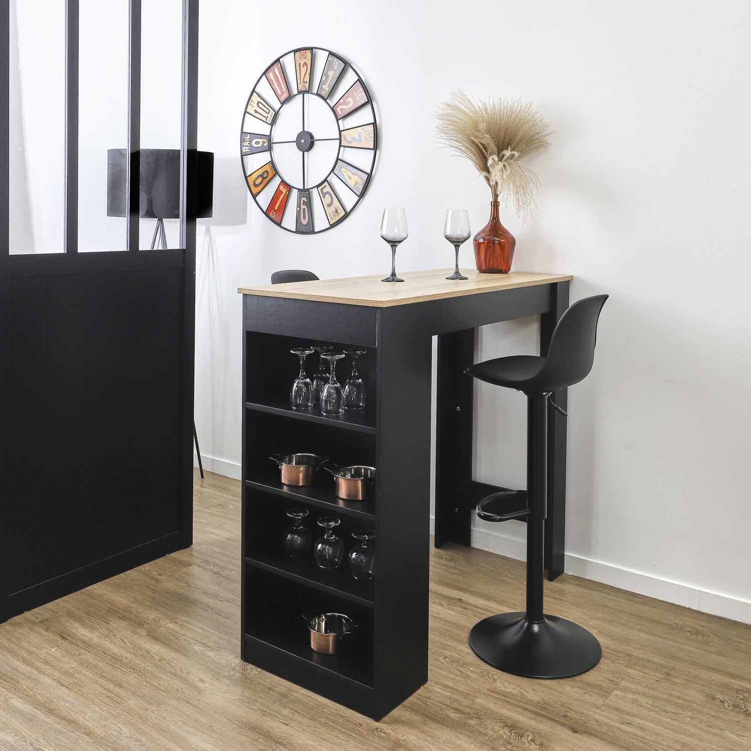 TABLE DE BAR MANGE DEBOUT ETAGERES CHEERS NOIR - Image 2