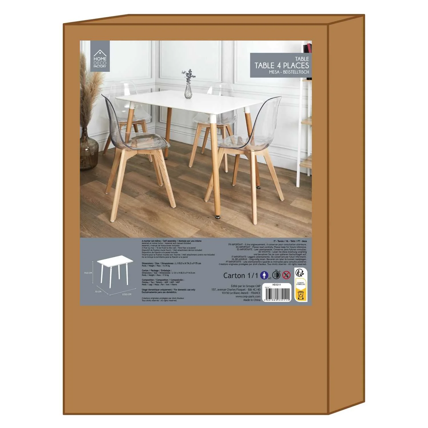 TABLE DE REPAS BLANCHE 115X75CM - Image 5