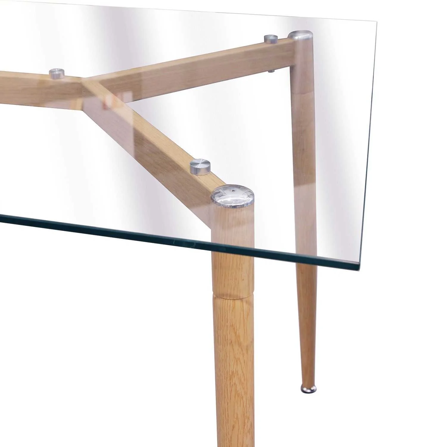 TABLE EN VERRE PIEDS METAL EFFET BOIS 75X115CM - Image 3