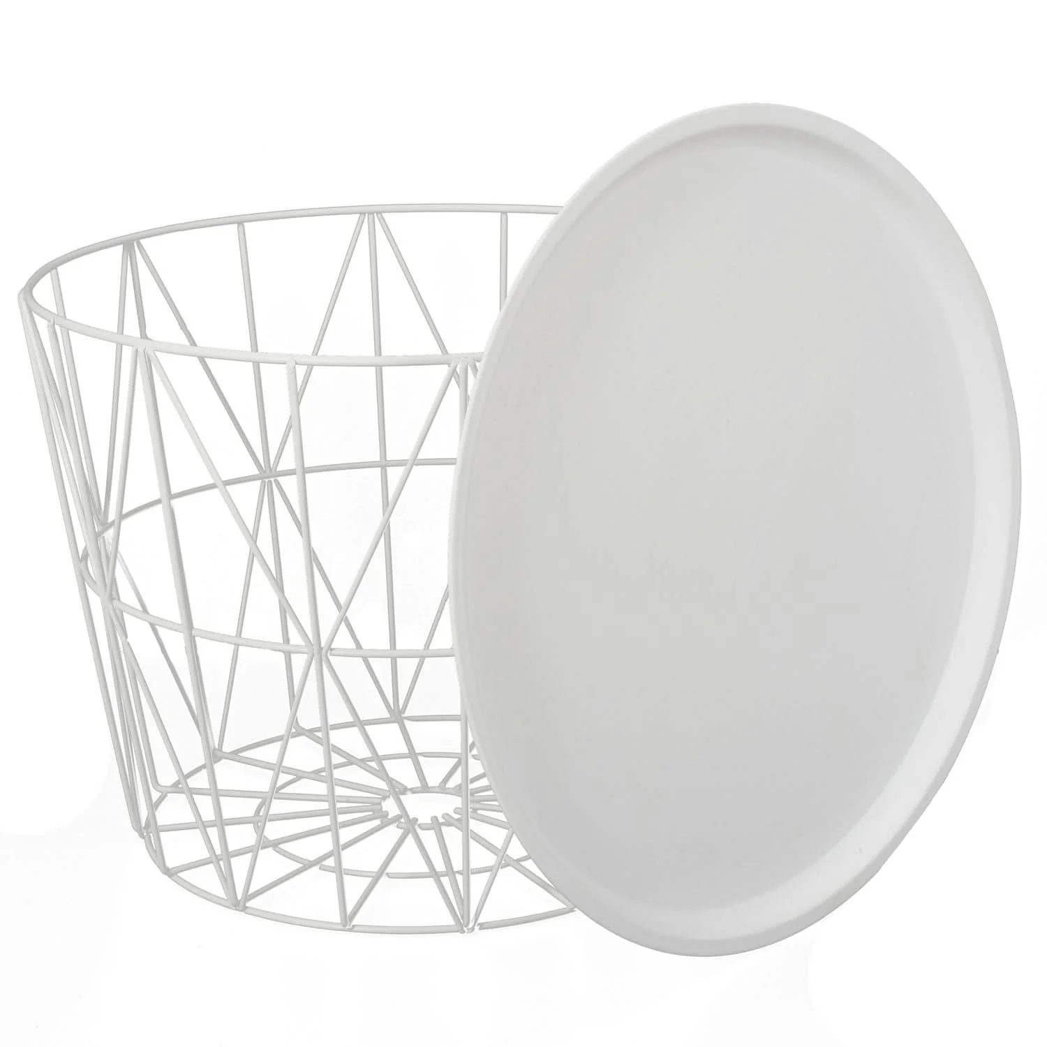 TABLE FILAIRE METAL BLANC DIAMETRE 50CM - Image 3
