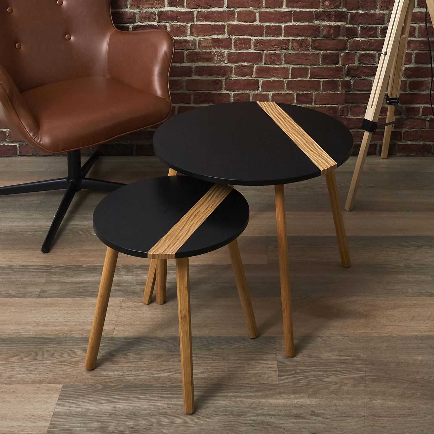 TABLE GIGOGNE BICOLORE RELIEF NOIR - LOT DE 2 - Image 2