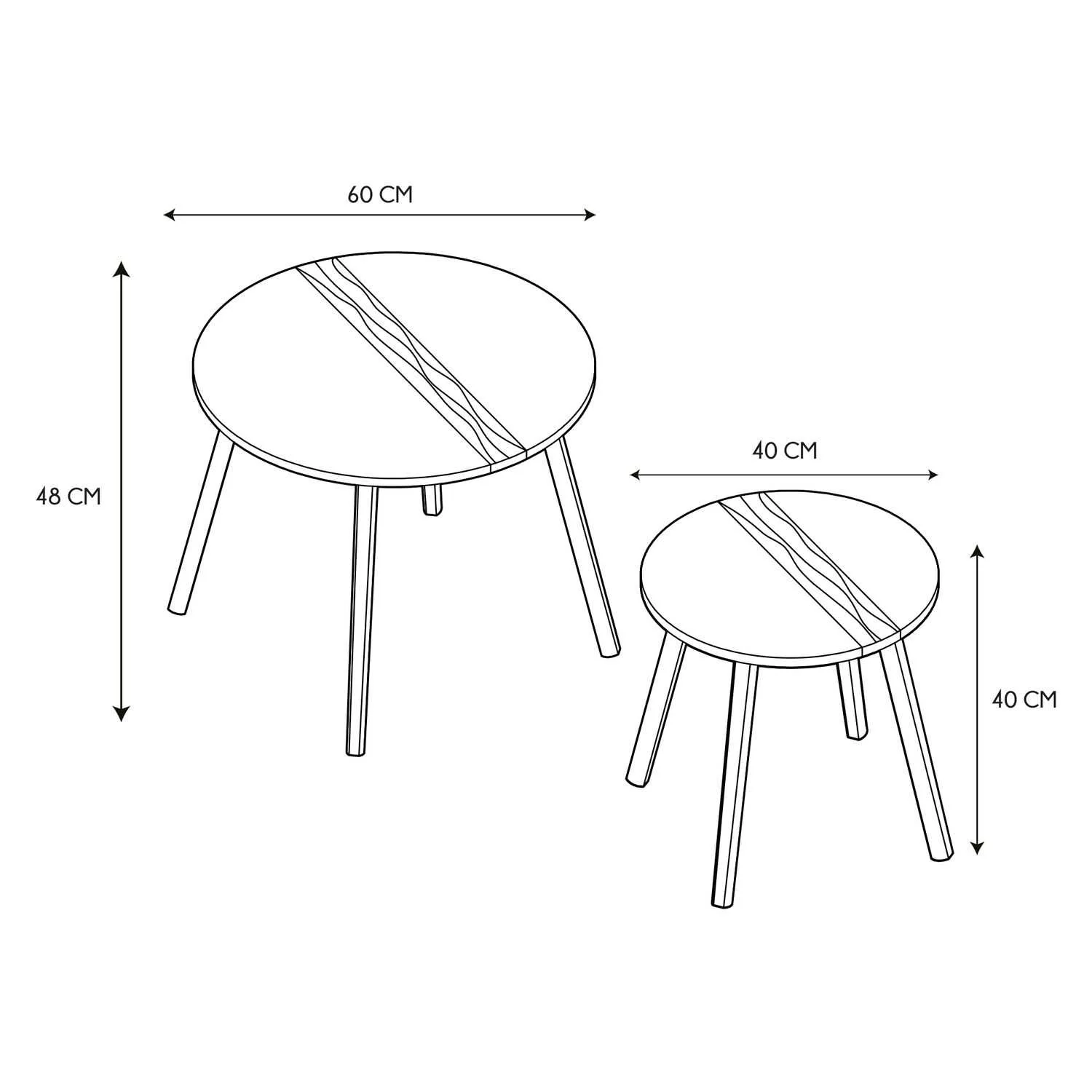 TABLE GIGOGNE BICOLORE RELIEF NOIR - LOT DE 2 - Image 7