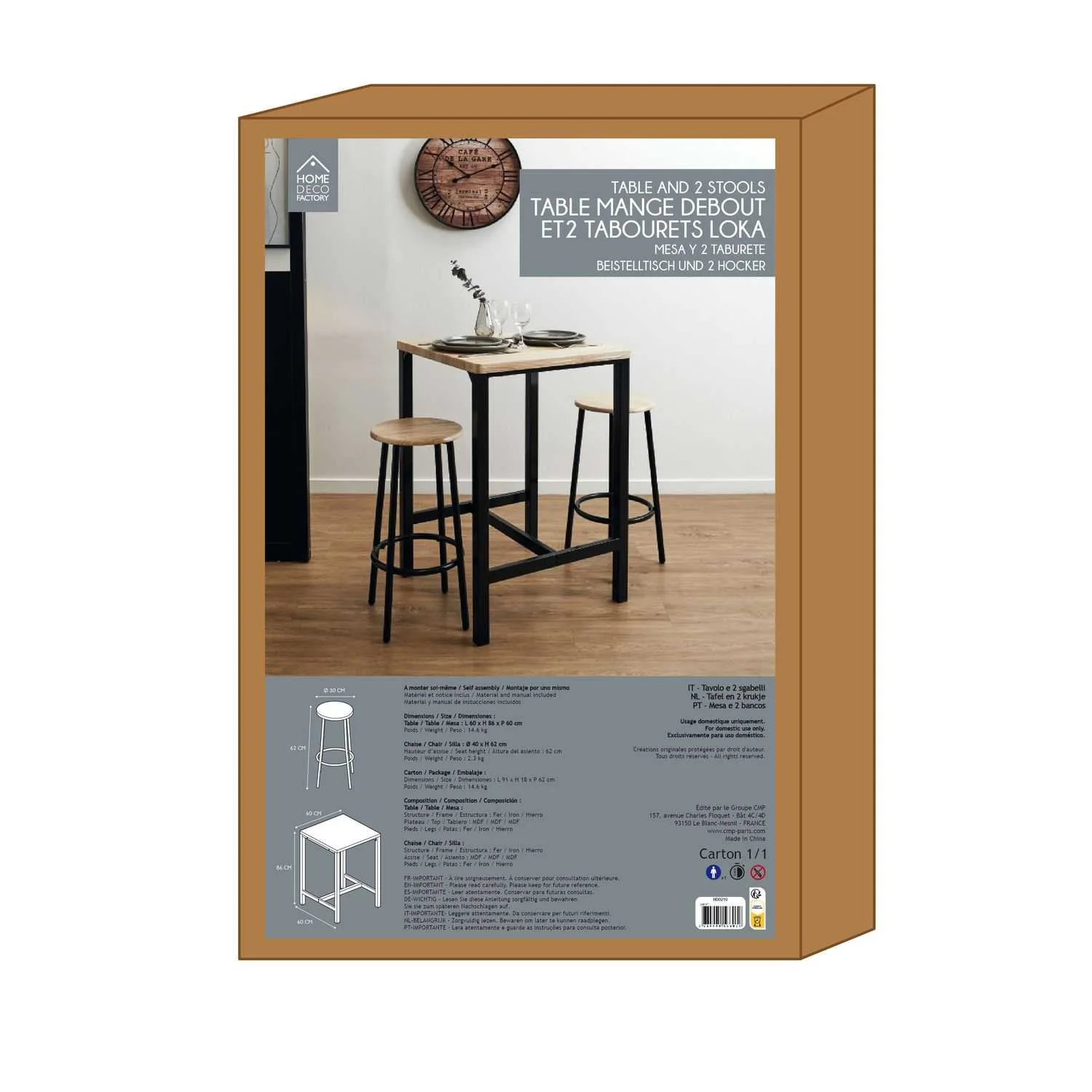 TABLE MANGE DEBOUT ET 2 TABOURETS LOKA - Image 6