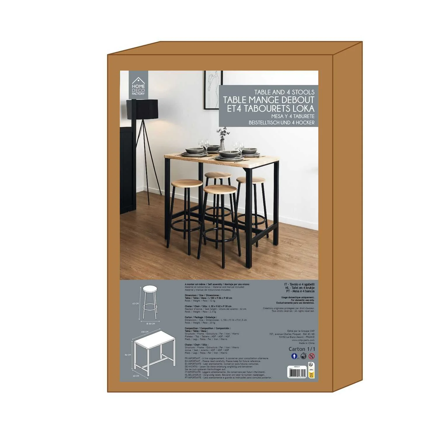 TABLE MANGE DEBOUT ET 4 TABOURETS LOKA - Image 7