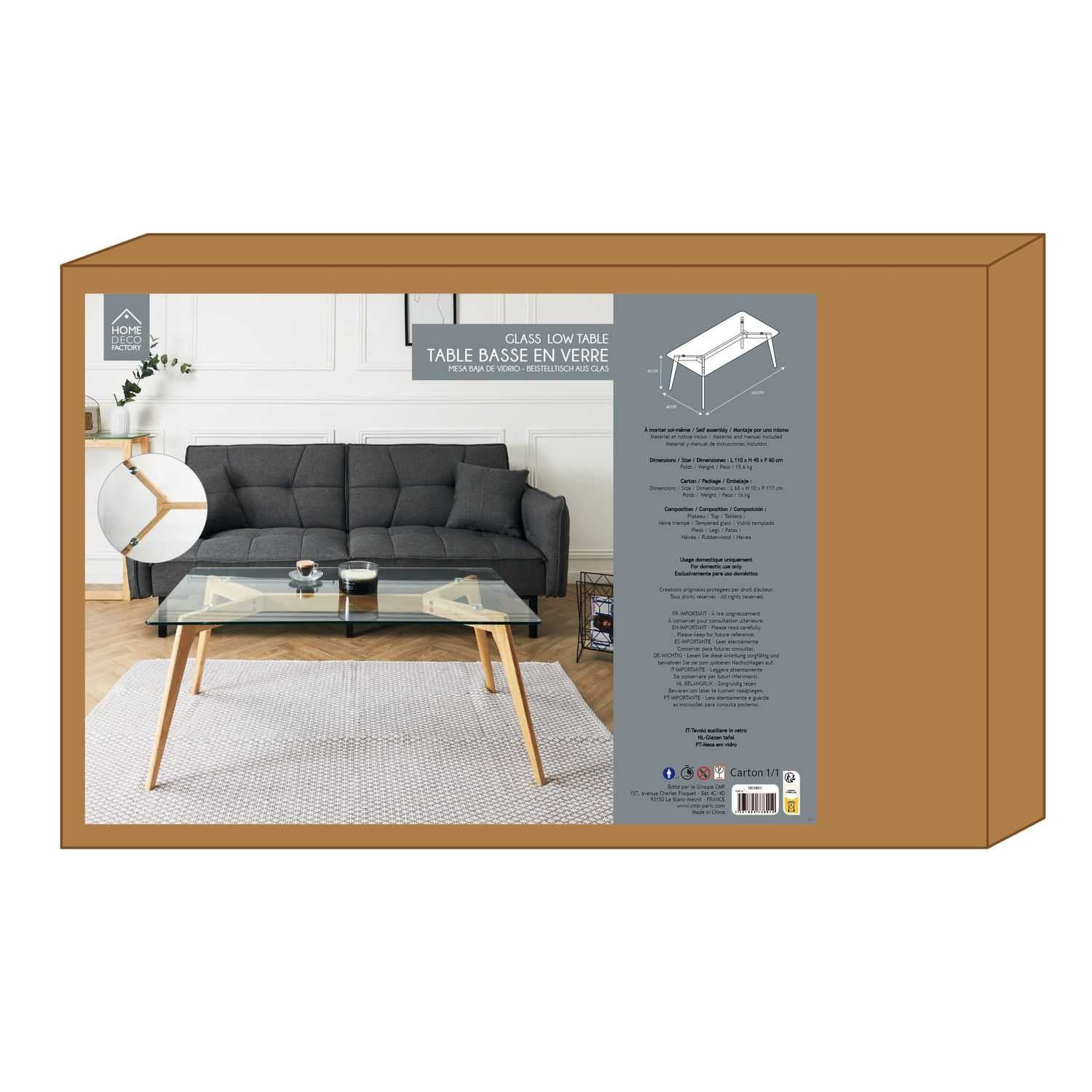 TABLE RECTANGULAIRE EN VERRE 110X60X45CM - Image 5