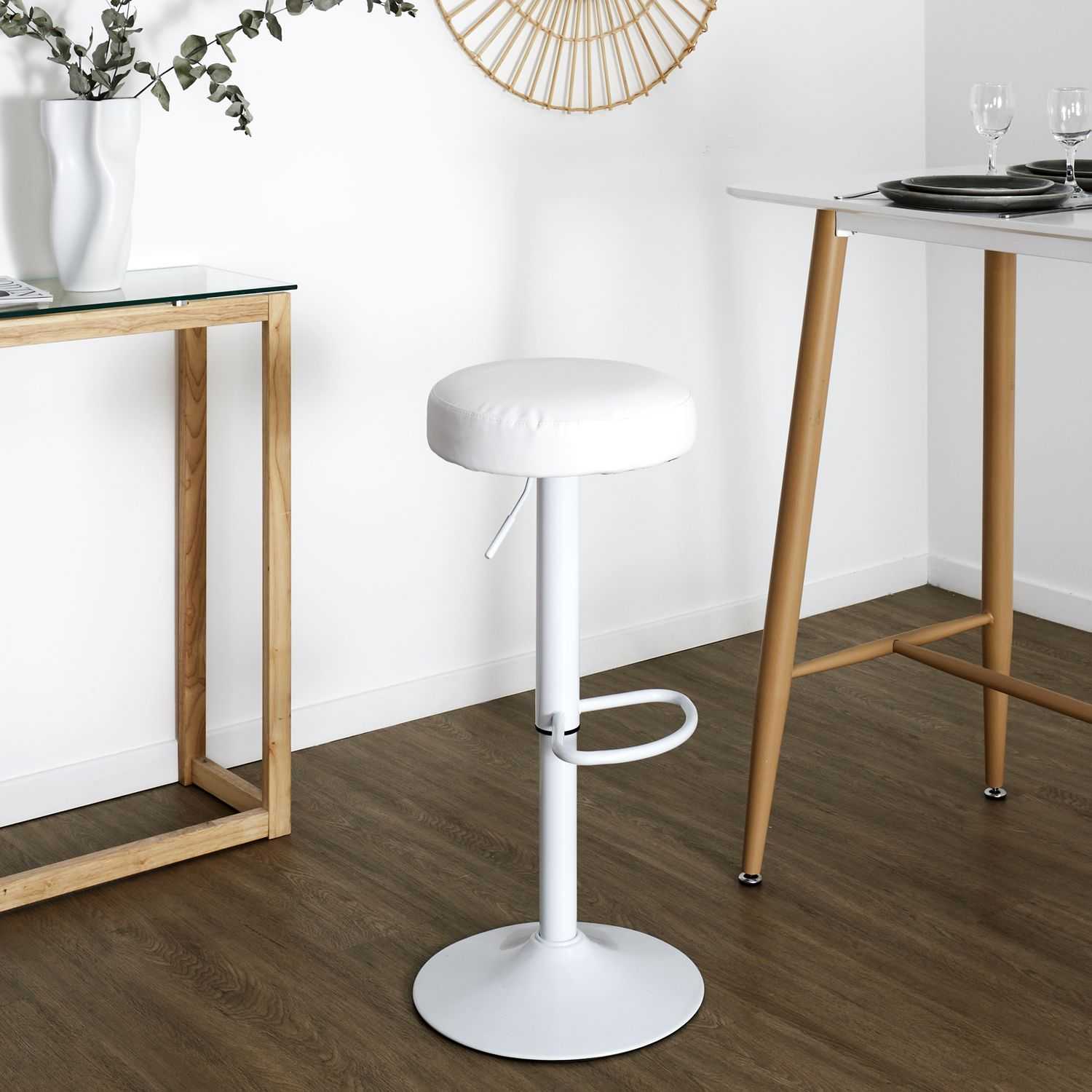 TABOURET DE BAR REGLABLE MUMFORD BLANC - LOT DE 2 - Image 2