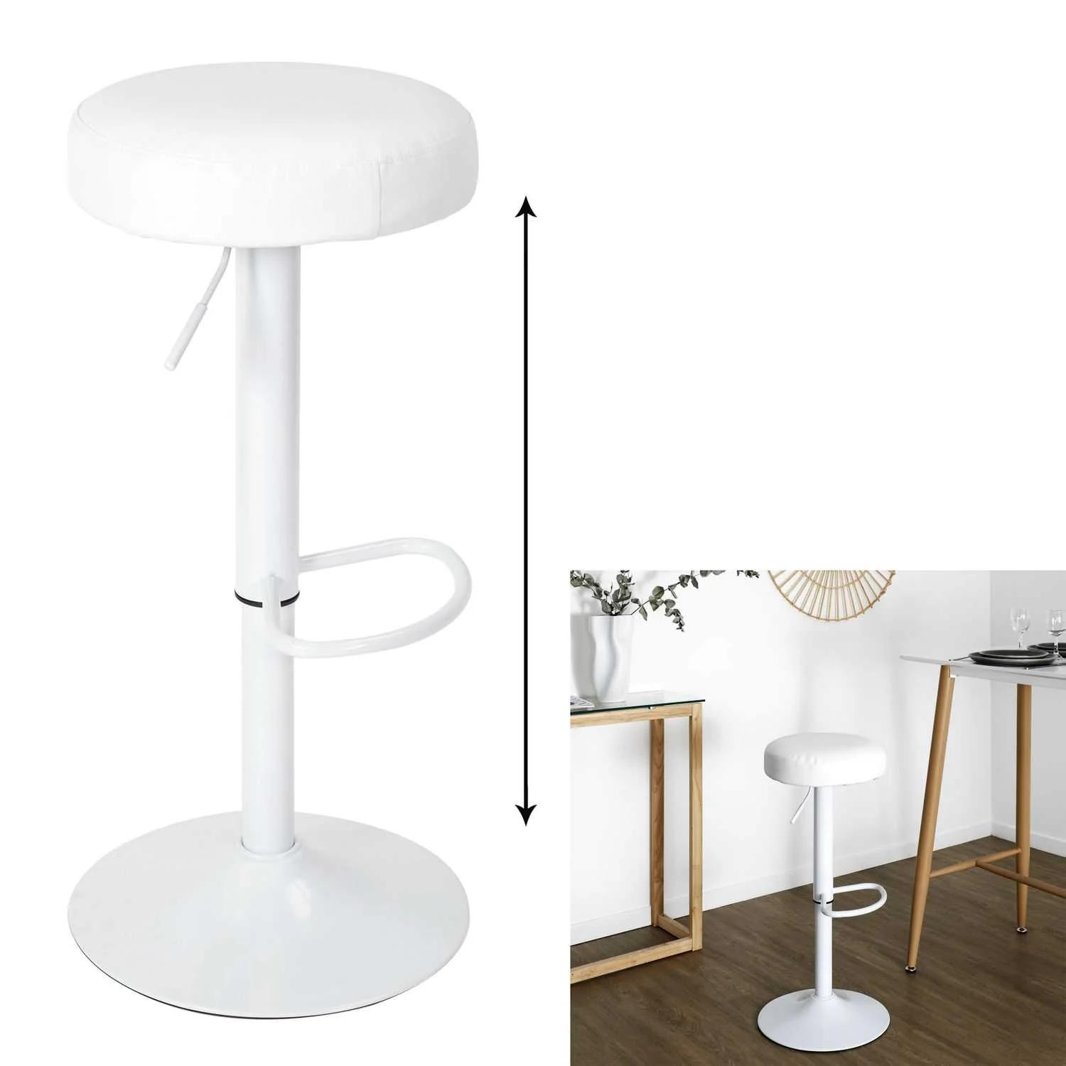 TABOURET DE BAR REGLABLE MUMFORD BLANC - LOT DE 2 - Image 5